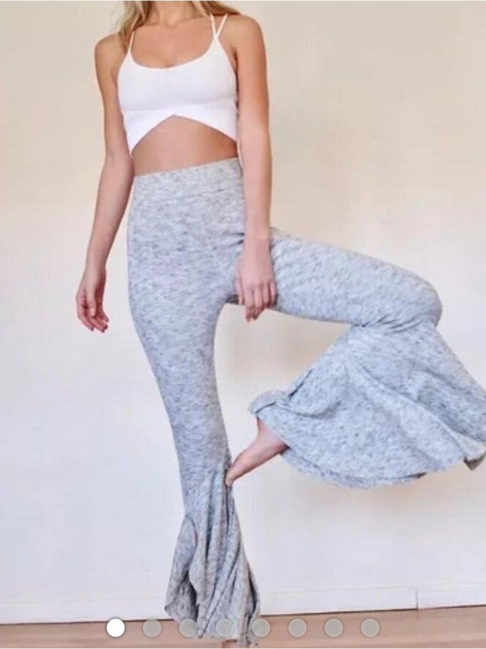 FP Movement by Free People Gray Low and Flow Leggings Heather peach Flared Knit